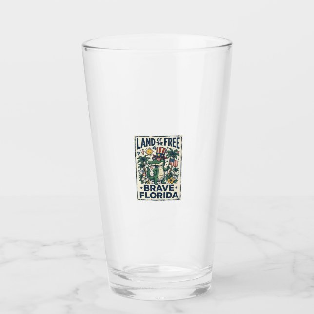 Copo De Pint Jacaré Patriótico da Flórida 4 de Julho (Frente)