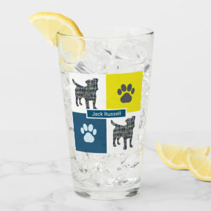 Copo De Pint Jack Russell Terrier Silhouket Dog & Paw Y&B Grid