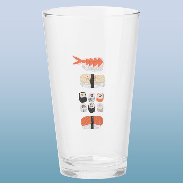 Copo De Pint Japonês Sushi Nigiri Maki Roll (Japanese sushi sashimi maki roll art glass tumbler)