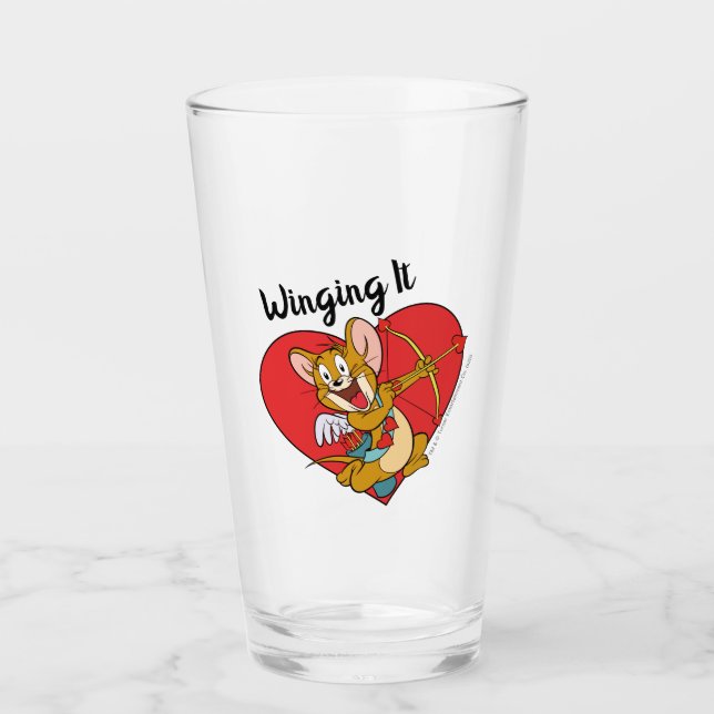 Copo De Pint Jerry Mouse Vestido como Namorados Cupido (Frente)
