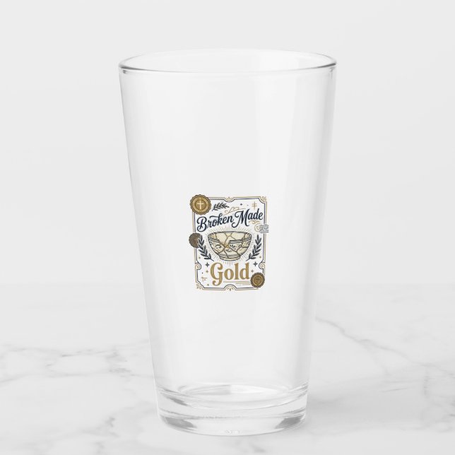 Copo De Pint Jesus Kintsugi Ouro Feito Quebrado Cerâmica Quebra (Frente)