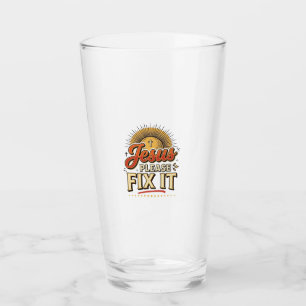 Copo De Pint Jesus Por Favor Corrija Tipografia Cristã Vintage 