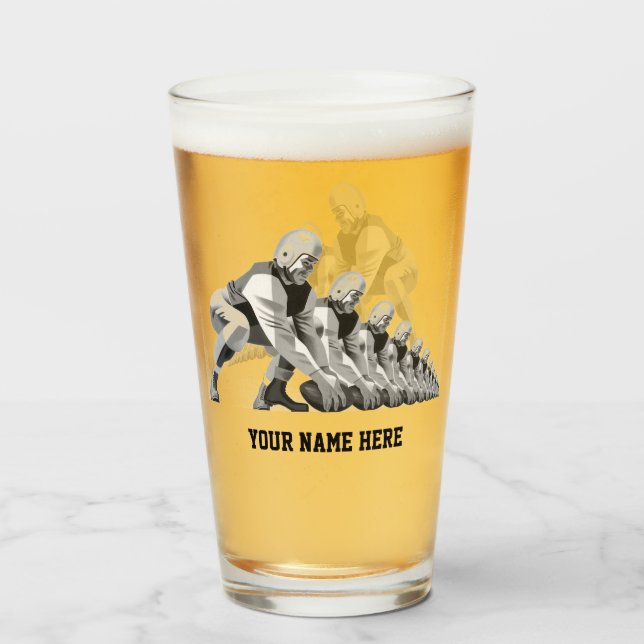 Copo De Pint Jogadores de Futebol Americano Vintage, Quarterbac (Frente (Preenchido))