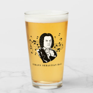 Copo De Pint Johann Sebastian Bach Portrait e Bust com Notes