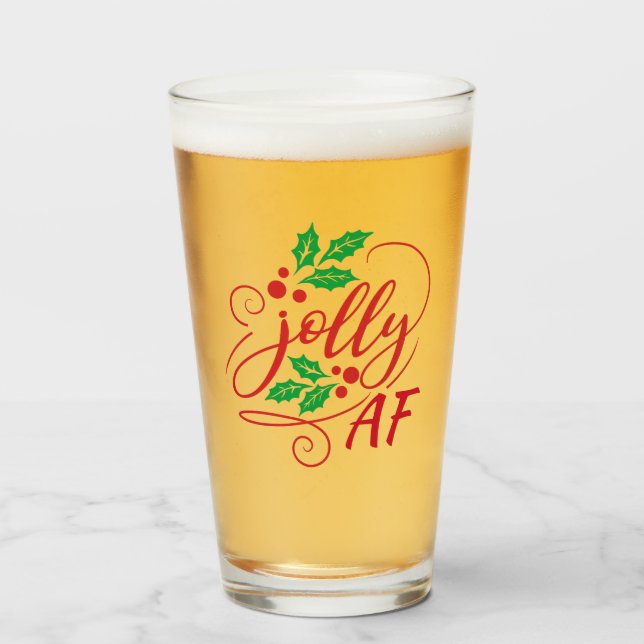 Copo De Pint Jolly AF Bebendo de Natal Humor (Frente (Preenchido))