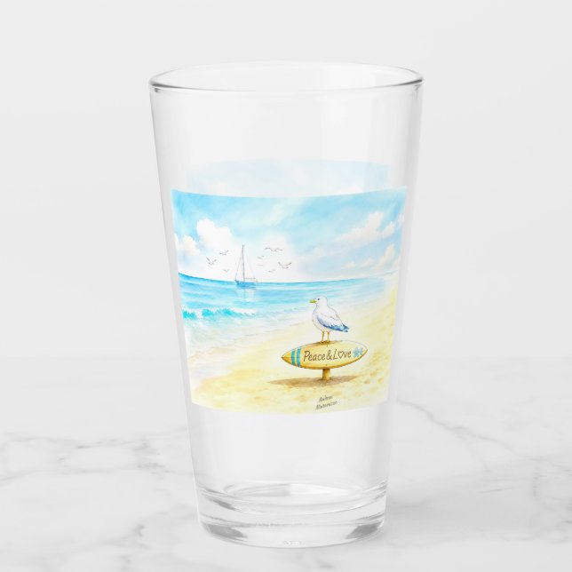 Copo De Pint Jon Seagull - Paz & Amor  (Frente)