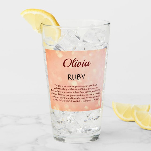 Copo De Pint Julho Birthstone Ruby design (Gelo frontal)