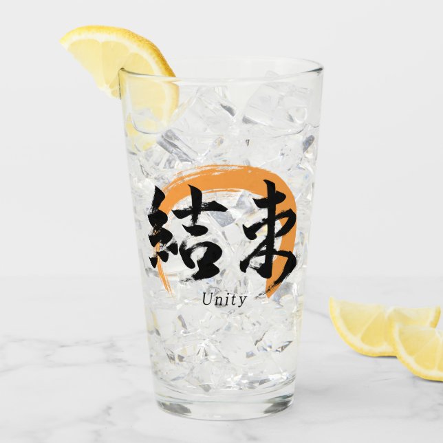 Copo De Pint Kanji Kessoku/Unity Japanese Calligraphy (Gelo frontal)