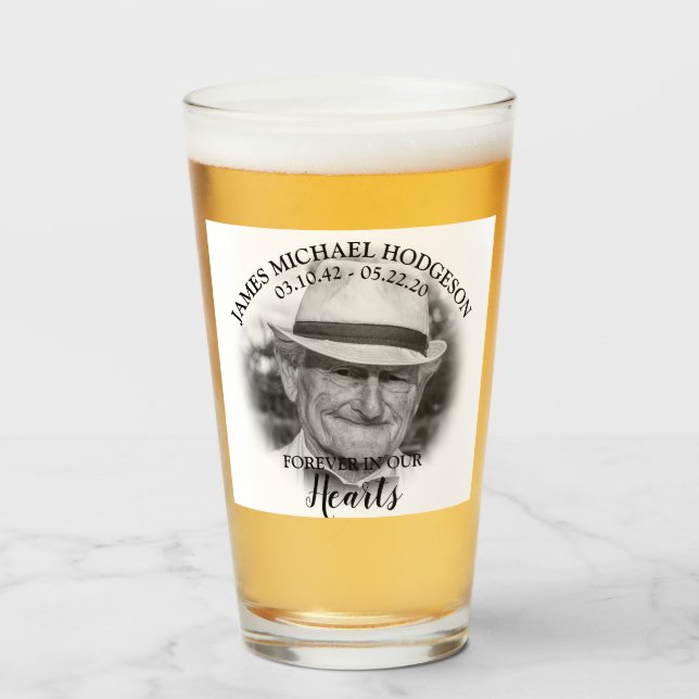 Copo De Pint Keepsakdo Funeral de Fotografia Personalizada (Frente (Preenchido))