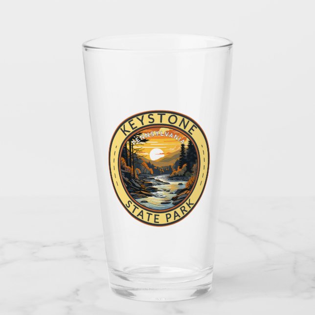 Copo De Pint Keystone State Park Pennsylvania Viagem Crachá Art (Frente)
