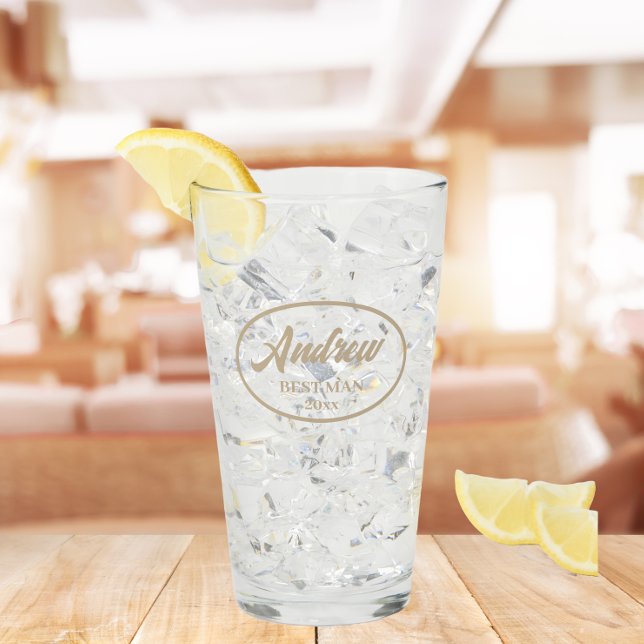 Copo De Pint Khaki Stylized Name Wedding Best Man (In Situ Table)