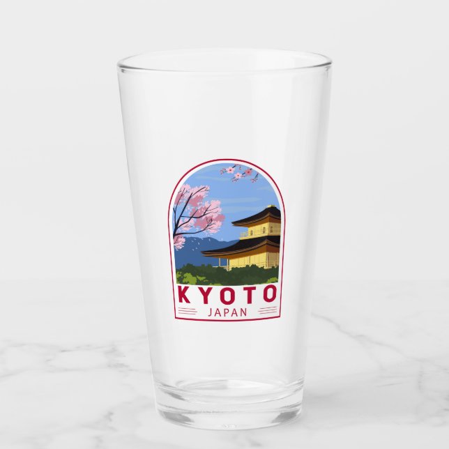 Copo De Pint Kioto Japão - Viagem Retro Viagem Emblem (Frente)