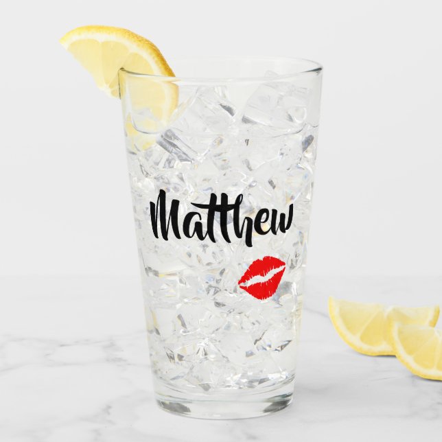 Copo De Pint Kisses para ele Lipstick Impressão (Gelo frontal)