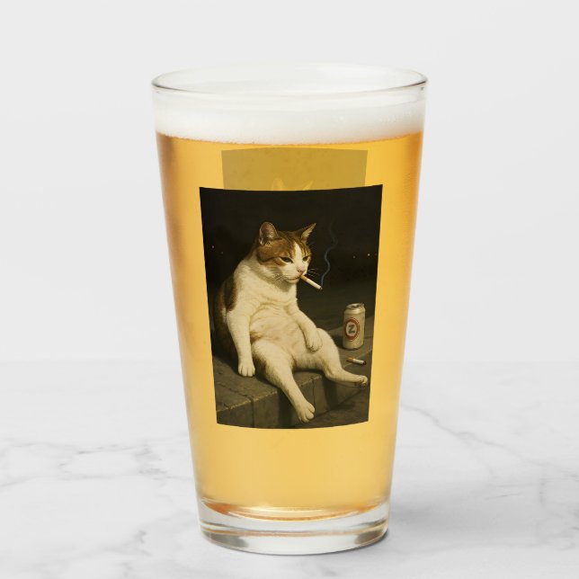 Copo De Pint Kitten com Cigarro Gato Engraçado Fumando Meme da  (Frente (Preenchido))