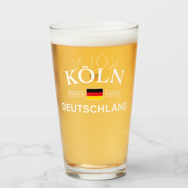 Copo De Pint Koln (Colônia) Coordenadas de Alemanhas Alemãs (Frente (Preenchido))