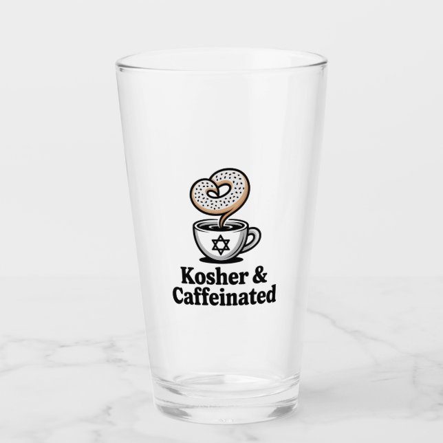 Copo De Pint Kosher e Cafeinado Cafeína Café Judeu Hanukkah (Frente)