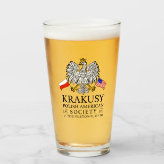 Copo De Pint Krakusy, Polonês American Society Beer Glass