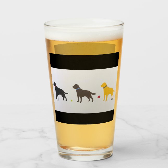Copo De Pint Labrador - Vidro De Cerveja (Traseira (Preenchido))
