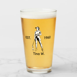 Copo De Pint Lady Golfer Nome personalizado e ano
