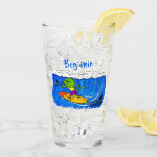 Copo De Pint Lagarto espinhoso surfando cartoon