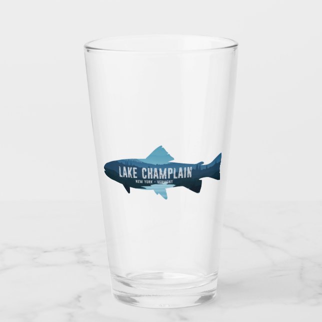 Copo De Pint Lago Champlain Nova York Vermont Peixe (Frente)