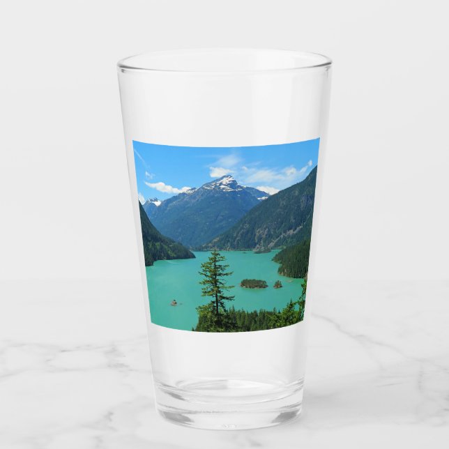 Copo De Pint Lago Turquesa da Montanha Snowy em Washington (Frente)