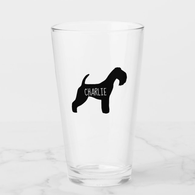 Copo De Pint Lakeland Terrier Dog Silhouette personalizado (Frente)
