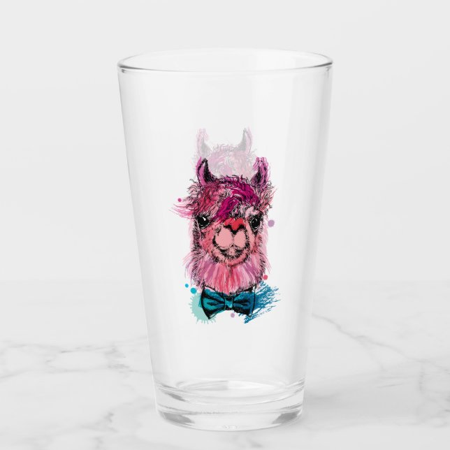 Copo De Pint Lama cor-de-rosa bonito (Frente)