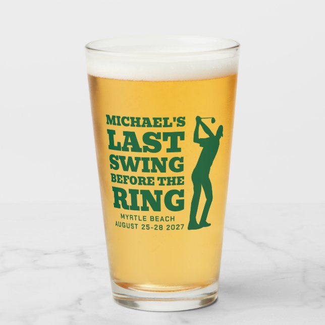 Copo De Pint Last Swing Before the Ring Bachelor Shot Glass (Frente (Preenchido))