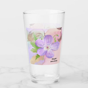 Copo De Pint Lavanda Aquarela Vidro Floral Design