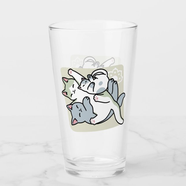 Copo De Pint Lazer - Design de Gatos Preguiçosos (Frente)