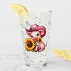 Copo De Pint Leitão Gelado de Vaqueiro Rosa Com Girassol
