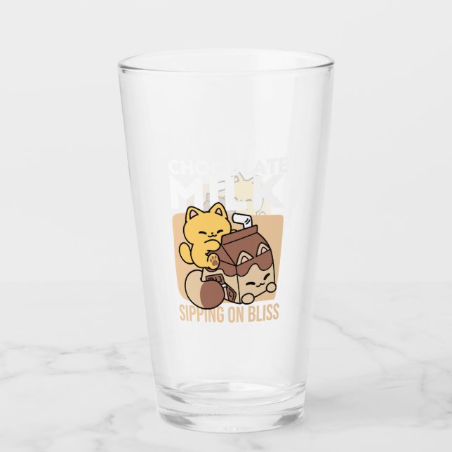 Copo De Pint Leite de Chocolate Bebendo Felicidade – Comida de  (Frente)