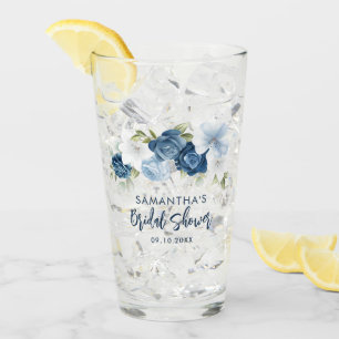 Copo De Pint Lembrança de Chá de Noiva em Azul Poeirento Floral