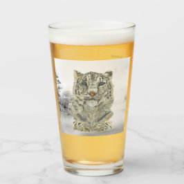 Copo De Pint Leopardo-da-neve em perigo de extinção pintado à m