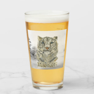 Copo De Pint Leopardo-da-neve em perigo de extinção pintado à m