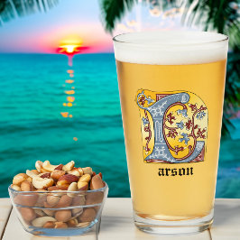 Copo De Pint Letra azul medieval e vermelha acesa L