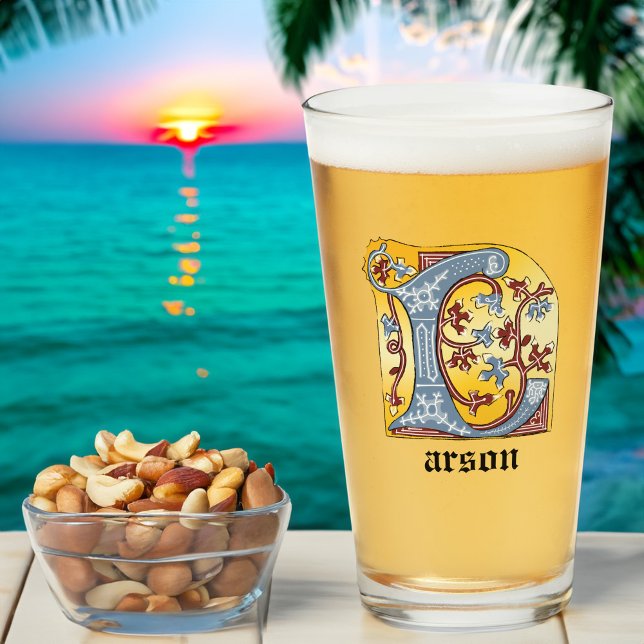 Copo De Pint Letra azul medieval e vermelha acesa L (Criador carregado)