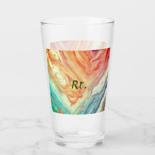 Copo De Pint Letra de nome colorida abstrata geométrica em márm
