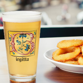 Copo De Pint Letra Floral Iluminada Medieval B Monograma