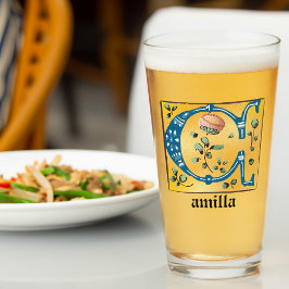 Copo De Pint Letra Floral Iluminada Medieval C Monograma