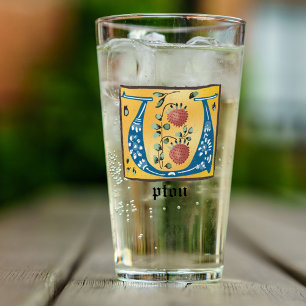 Copo De Pint Letra Floral Iluminada Medieval U Monograma