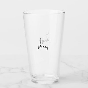 Copo De Pint Letra H de monograma preto minimalista simples adi
