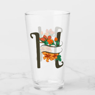 Copo De Pint Letra maiúscula H monograma floral
