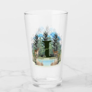Copo De Pint Letra Personalizada de Veado em Aquarela I