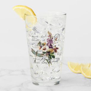 Copo De Pint Libélula e flores