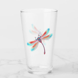 Copo De Pint libélula vermelha sobre fundo de aquarela