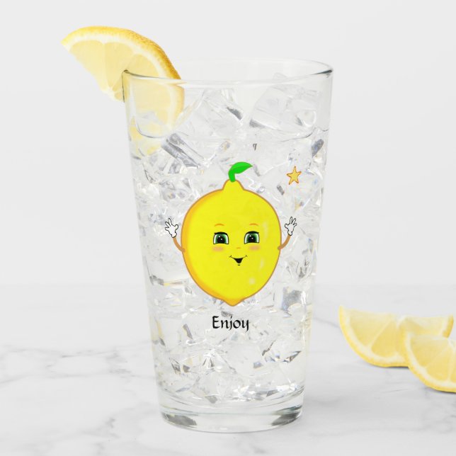 Copo De Pint Limão Fofo Personalizado & Estrela (Gelo frontal)