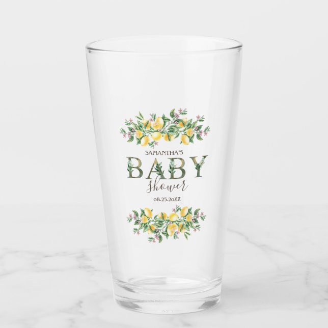 Copo De Pint Limões De Aquarelas Flores Botânicas (Frente)