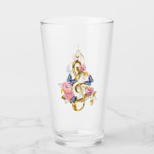 Copo De Pint Limpa de árvore com rosas cor-de-rosa